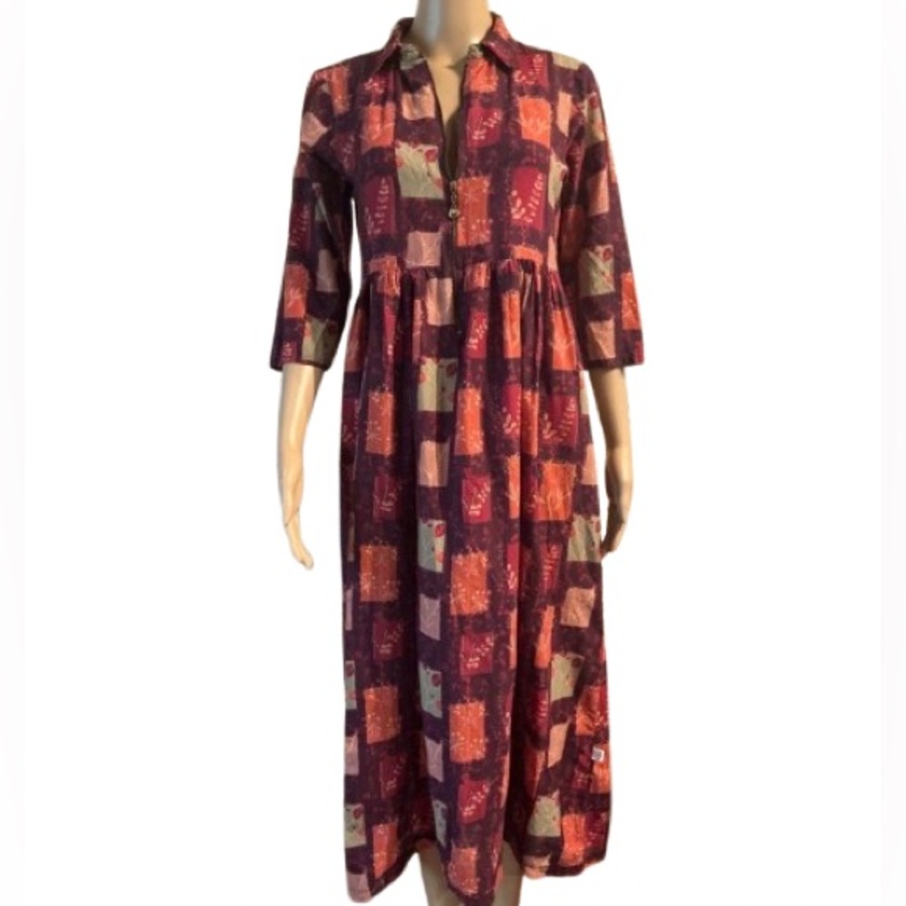 HAUTE CURRY 100% Cotton Vintage-inspired Midi Dress - Size Medium